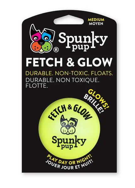 1ea Spunky Pup Fetch & Glow Ball Medium - Health/First Aid